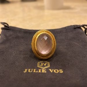 Julie Vos Barcelona Ring - Iridescent Rose24k gold plated Size 8 adjustable
